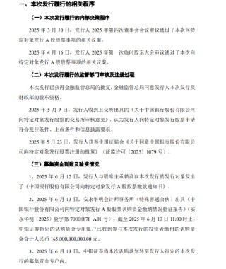 中國(guó)銀行完成定向增發(fā)股票發(fā)行