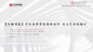 【白糖周報(bào)】中東局勢緊張推漲油價(jià) 關(guān)注巴西制糖比