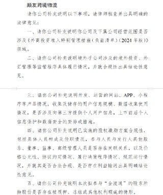 順友跨境物流收證監(jiān)會境外上市備案反饋意見：需說明經(jīng)營范圍數(shù)據(jù)安全合規(guī)性 是否向第三方提供個人用戶信息