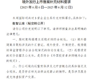 數(shù)智云庫收到證監(jiān)會境外上市備案反饋意見 需補(bǔ)充說明股權(quán)架構(gòu)搭建與元宇宙業(yè)務(wù)合規(guī)性