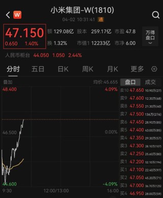 寧德時(shí)代回應(yīng)小米SU7事故，小米集團(tuán)收復(fù)跌勢(shì)轉(zhuǎn)漲超1%