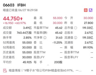 消費新股IFBH暗盤大漲超60%